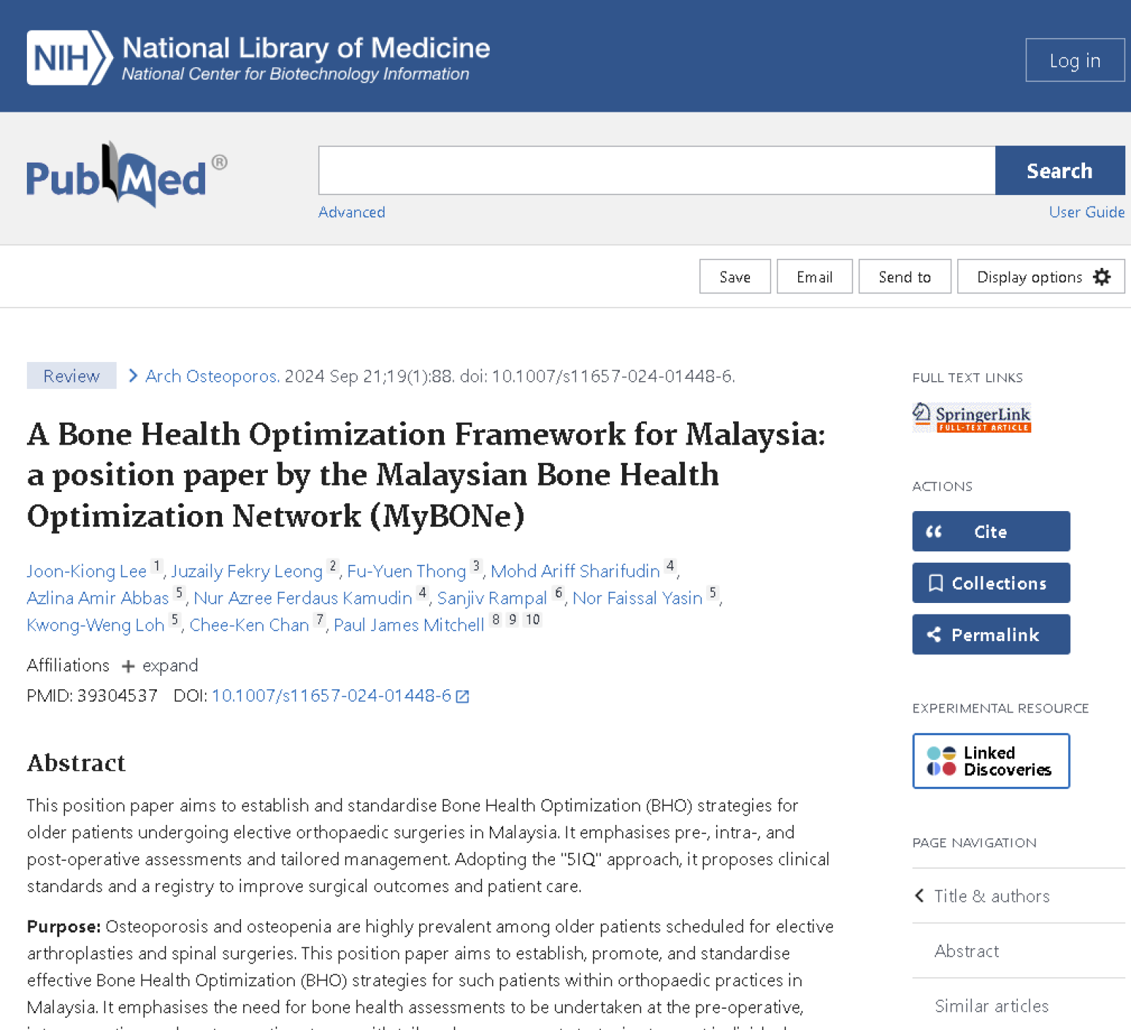 A Bone Health Optimization Framework for Malaysia: a position paper by the Malaysian Bone Health Optimization Network (MyBONe)